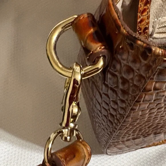 Brahmin Brown Crocodile Embossed Crossbody Bag - Picture 9 of 16